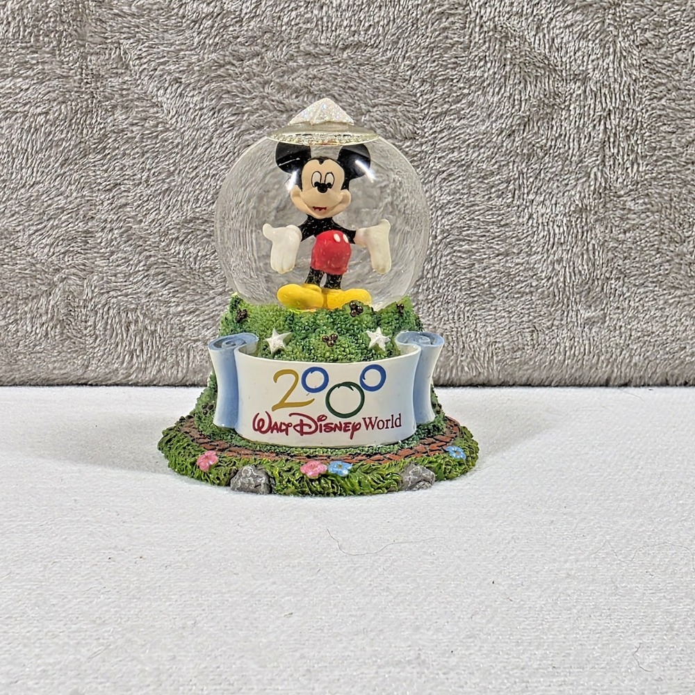 Y2K Mickey Mouse Mini Snow Globe Disney Parks 2000 Millennium Vintage